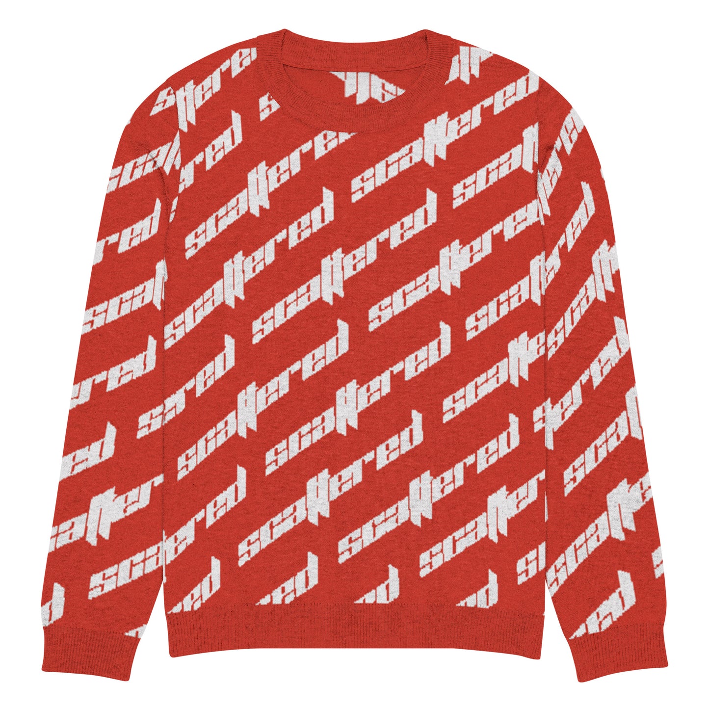 Red Scattered Logo Knitted Crewneck Sweater