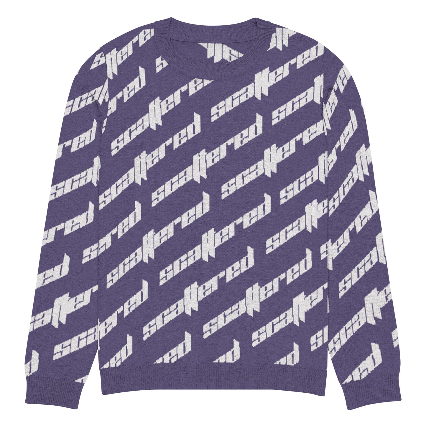 Purple Scattered Logo Knitted Crewneck Sweater