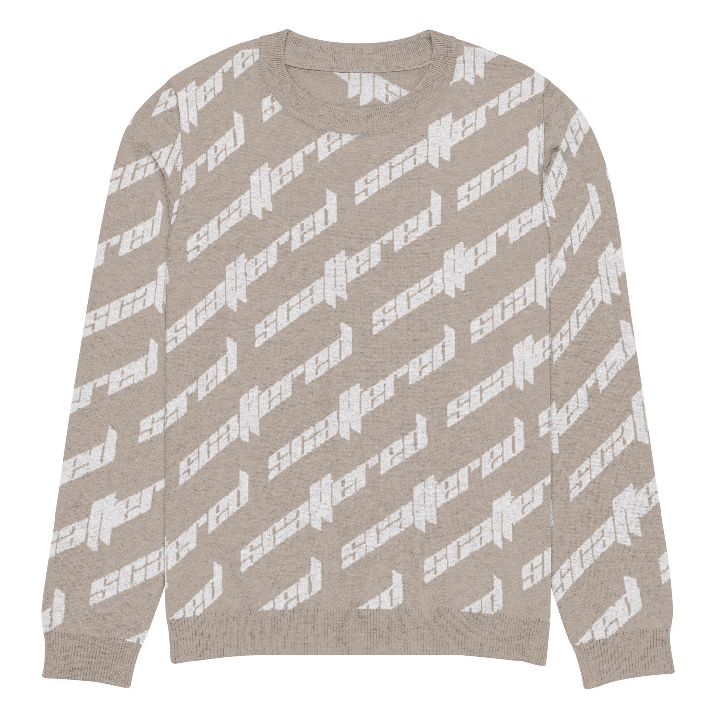 Light Brown Scattered Logo Knitted Crewneck Sweater