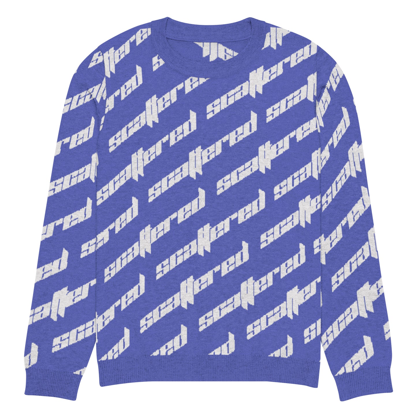 Royal Blue Scattered Logo Knitted Crewneck Sweater
