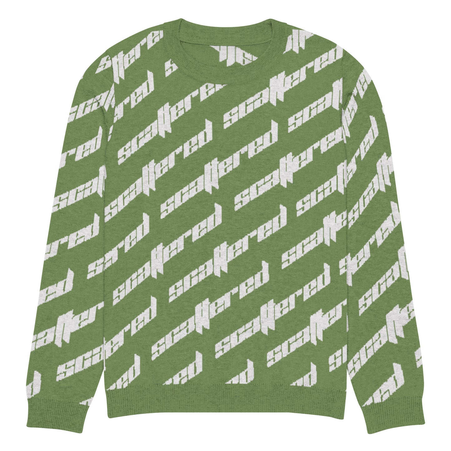 Grass Green Scattered Logo Knitted Crewneck Sweater