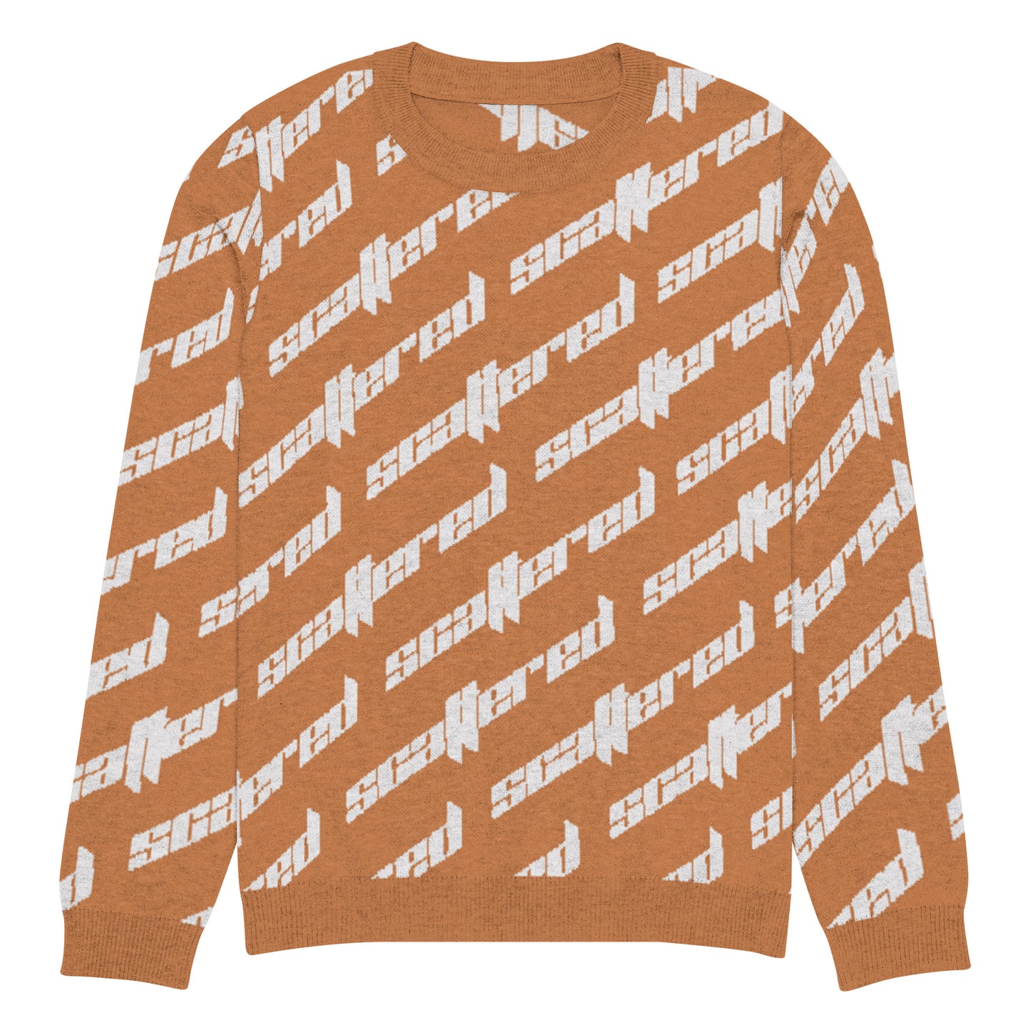 Orange Scattered Logo Knitted Crewneck Sweater