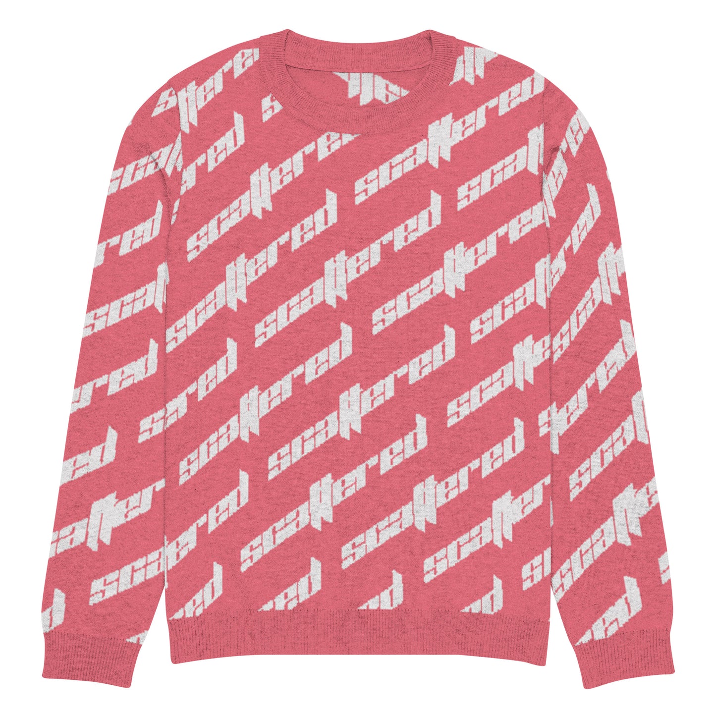 Hot Pink Scattered Logo Knitted Crewneck Sweater