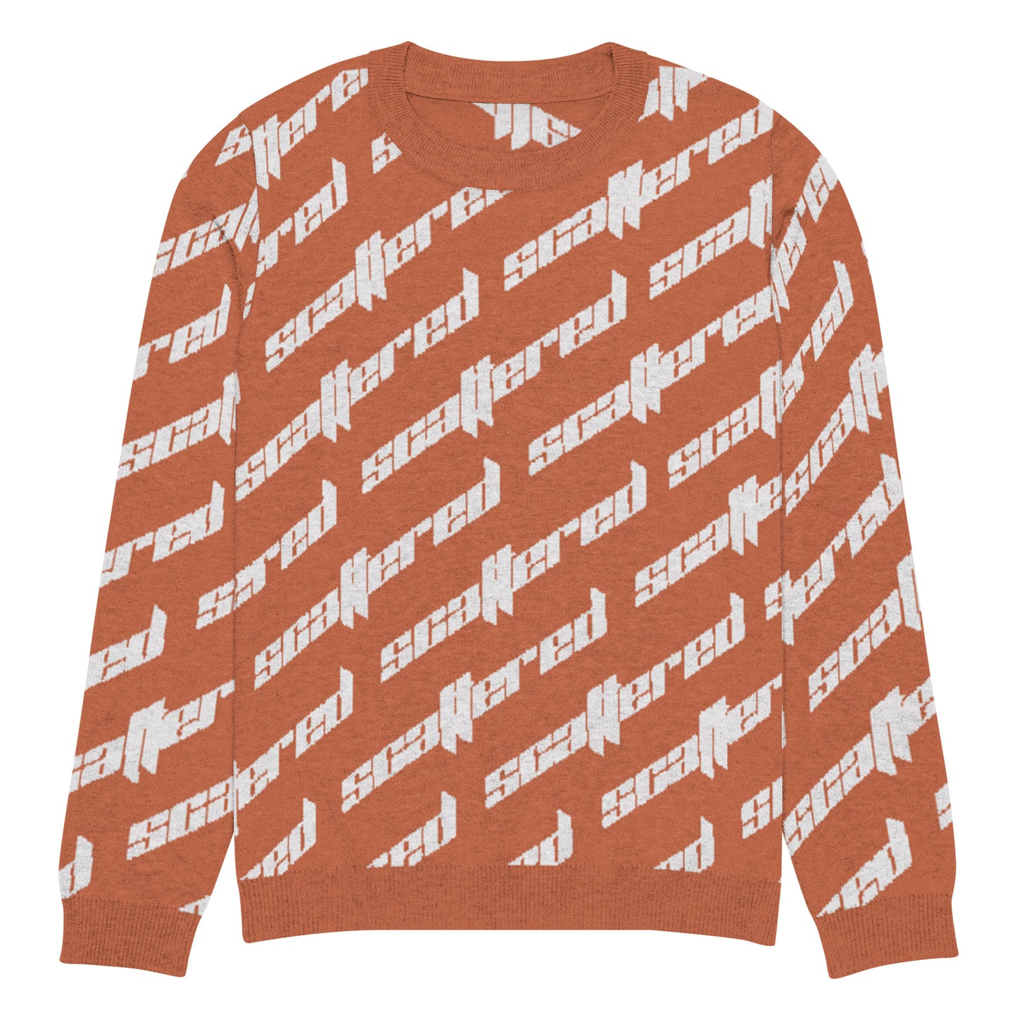 Orange Scattered Logo Knitted Crewneck Sweater