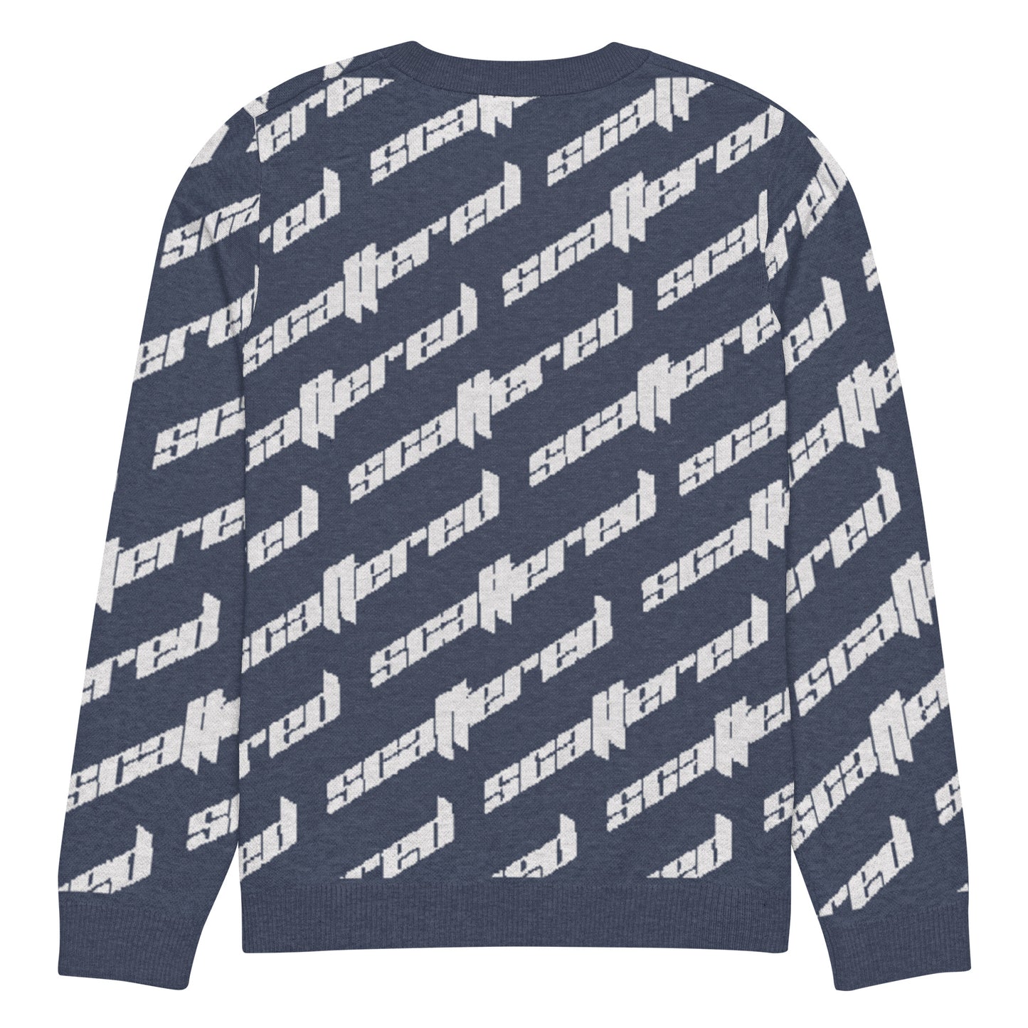 Navy Blue Scattered Logo Knitted Crewneck Sweater