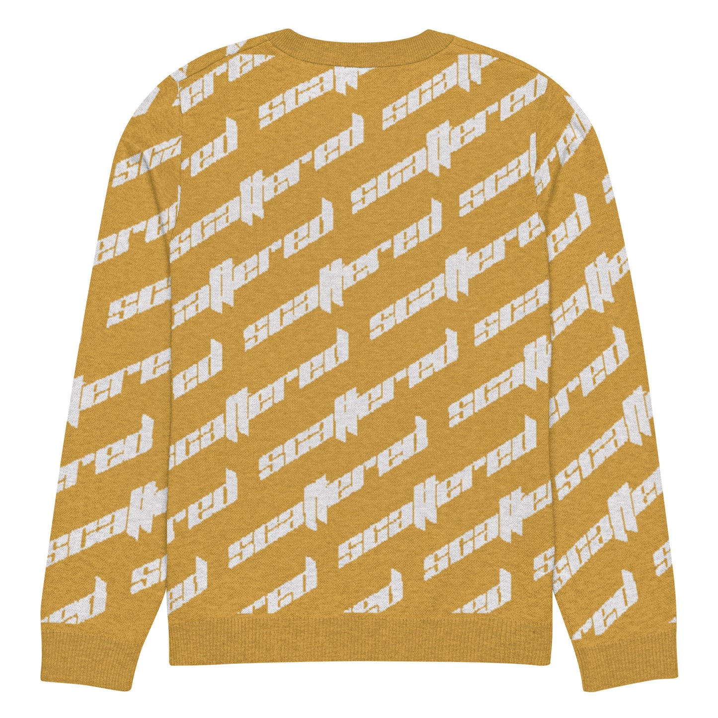 Mustard Yellow Scattered Logo Knitted Crewneck Sweater