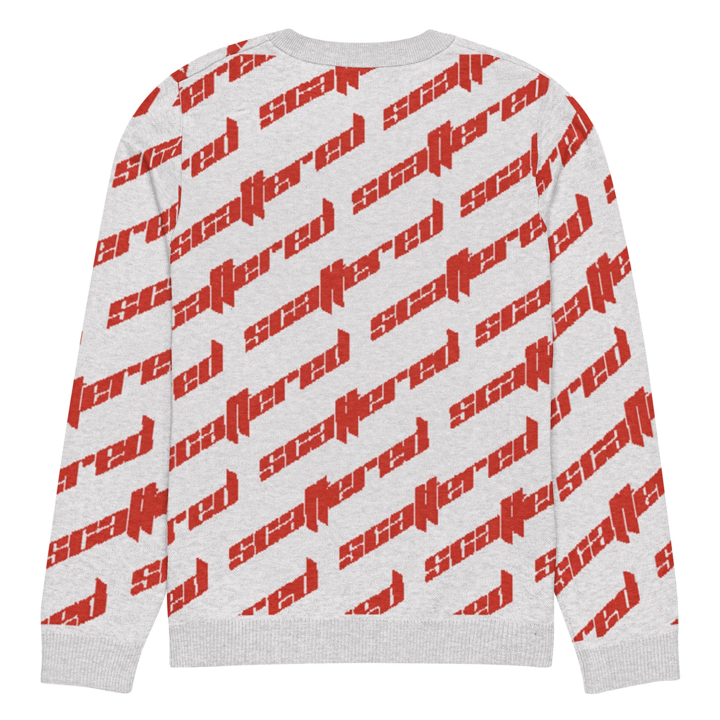 White/Red Scattered Logo Knitted Crewneck Sweater