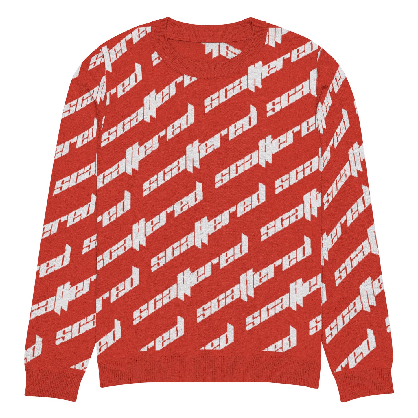 Red Scattered Logo Knitted Crewneck Sweater