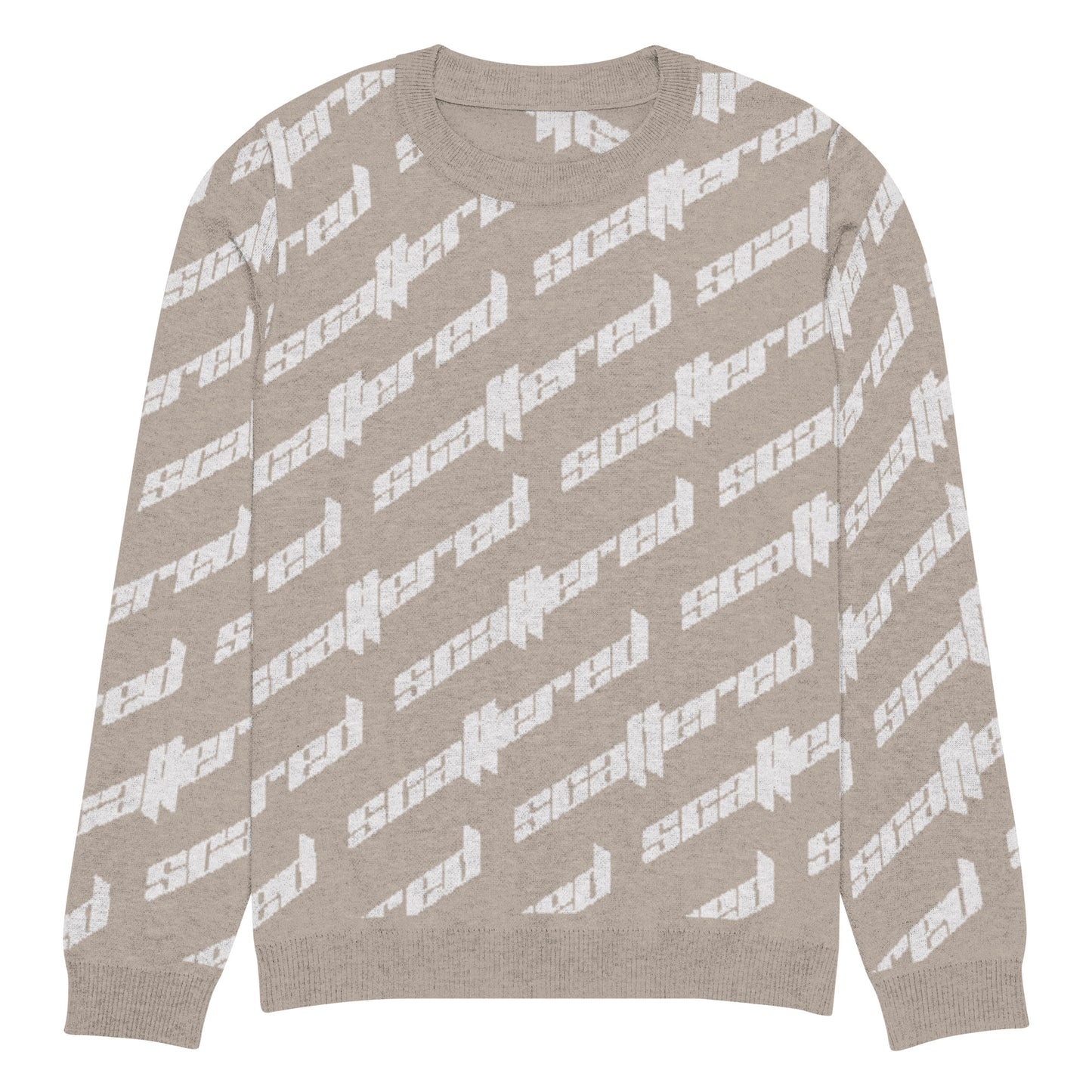 Light Brown Scattered Logo Knitted Crewneck Sweater