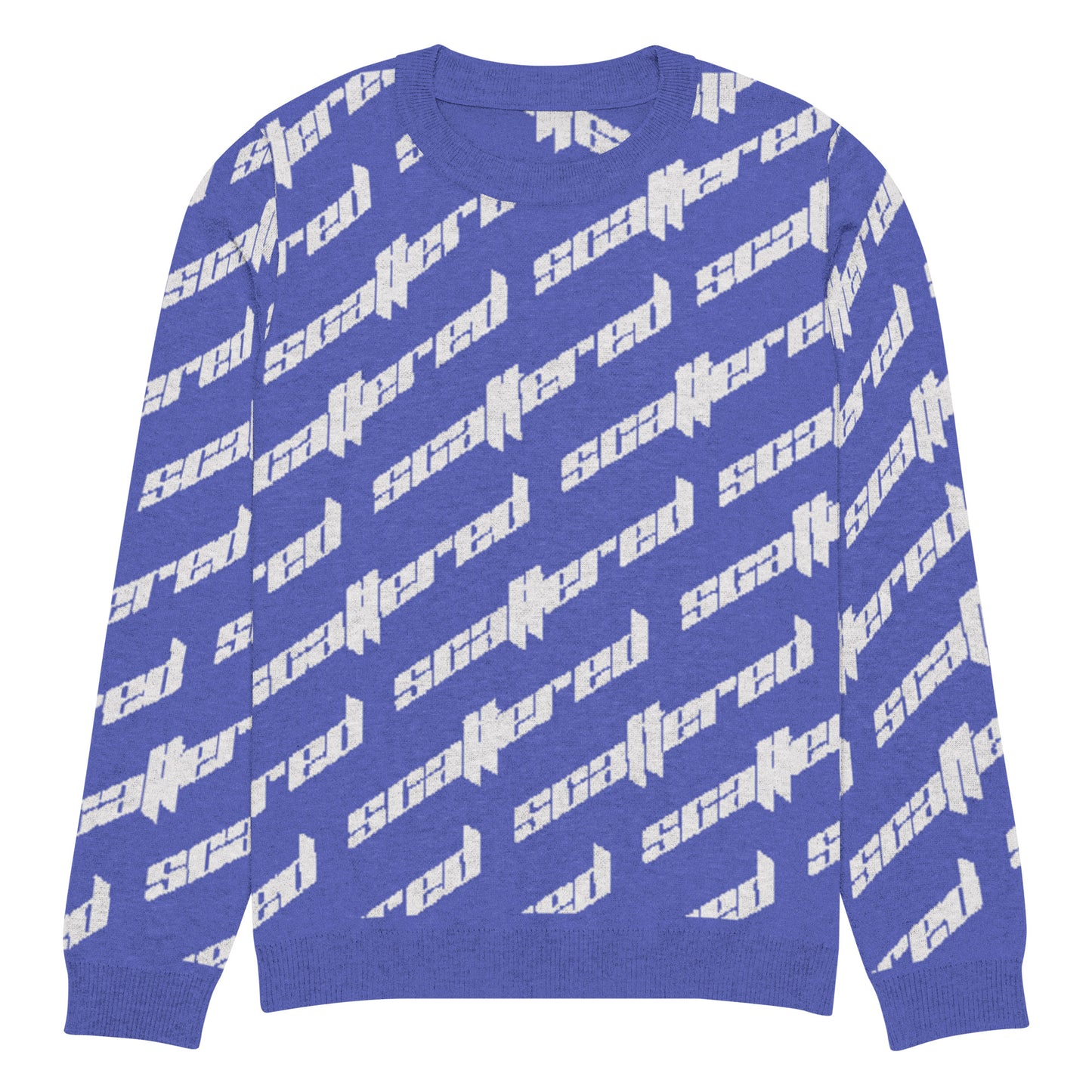 Royal Blue Scattered Logo Knitted Crewneck Sweater