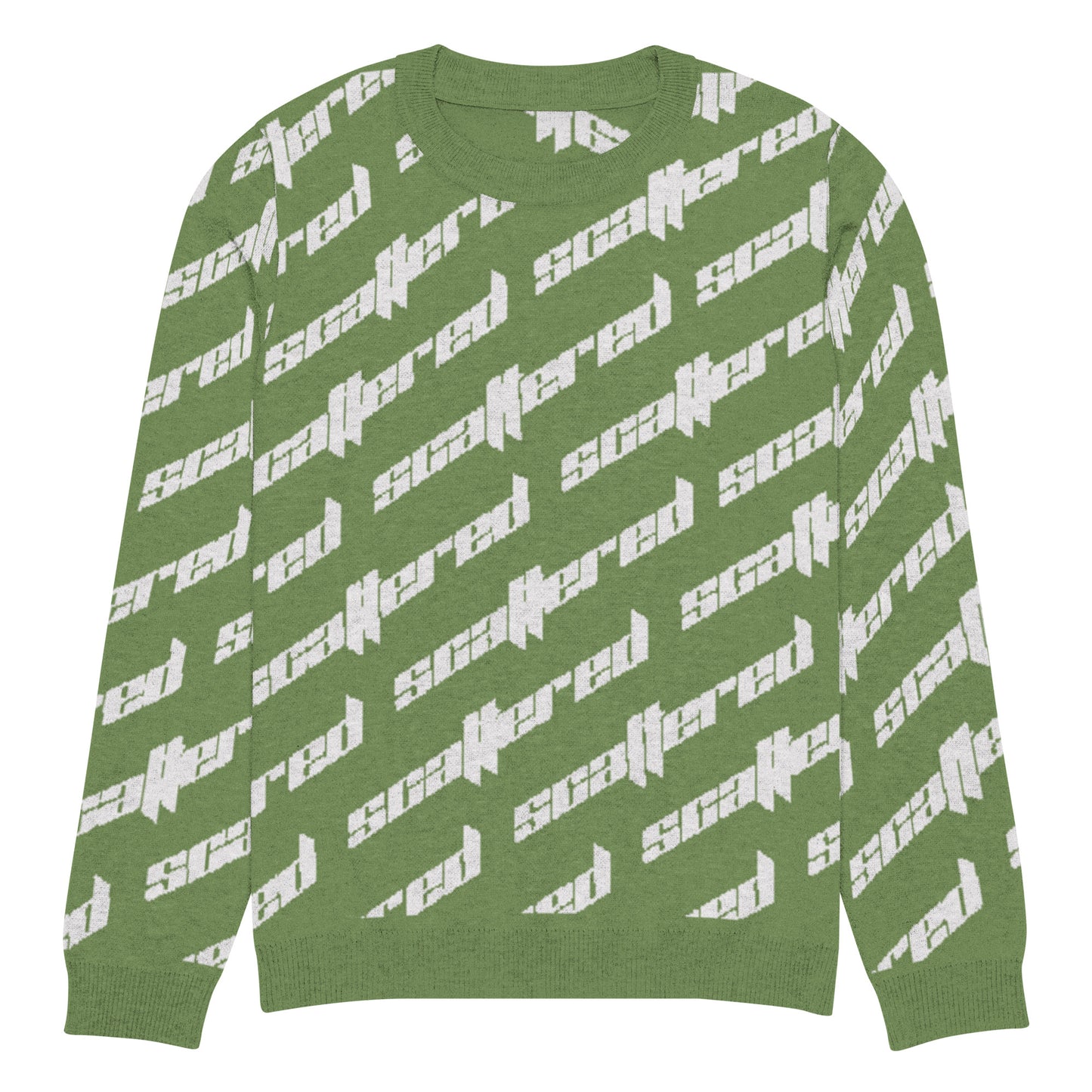 Grass Green Scattered Logo Knitted Crewneck Sweater