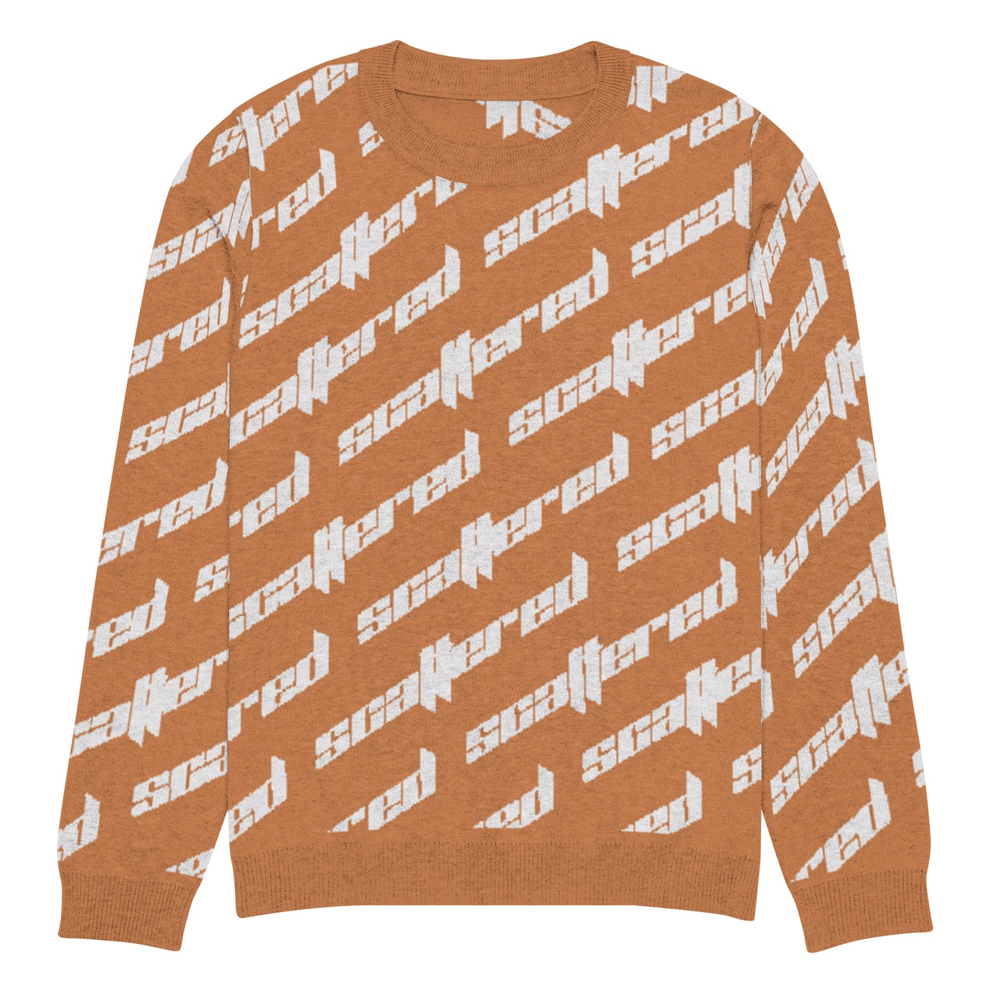 Orange Scattered Logo Knitted Crewneck Sweater