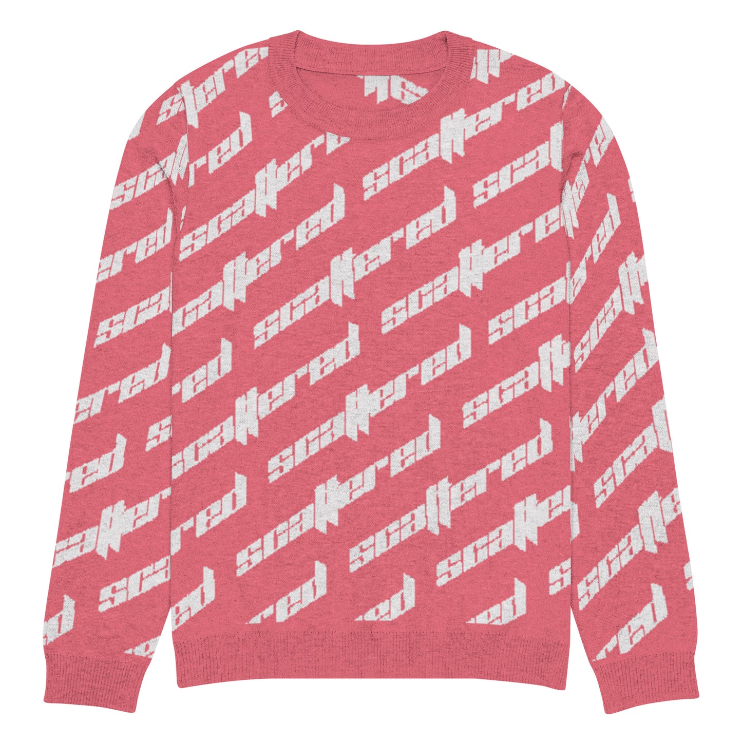 Hot Pink Scattered Logo Knitted Crewneck Sweater