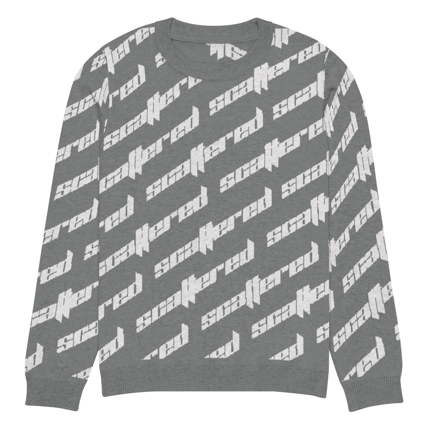 Dark Grey Scattered Logo Knitted Crewneck Sweater