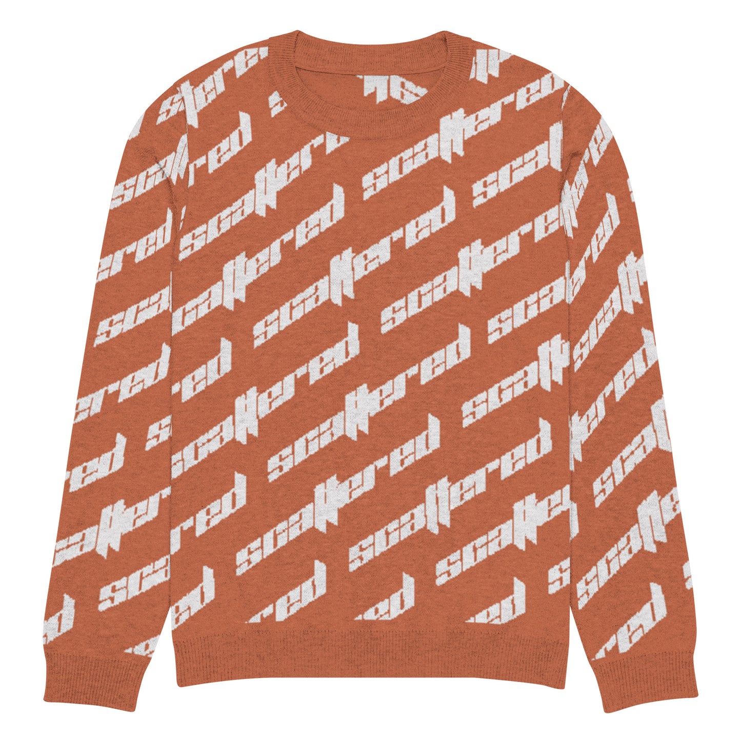 Orange Scattered Logo Knitted Crewneck Sweater