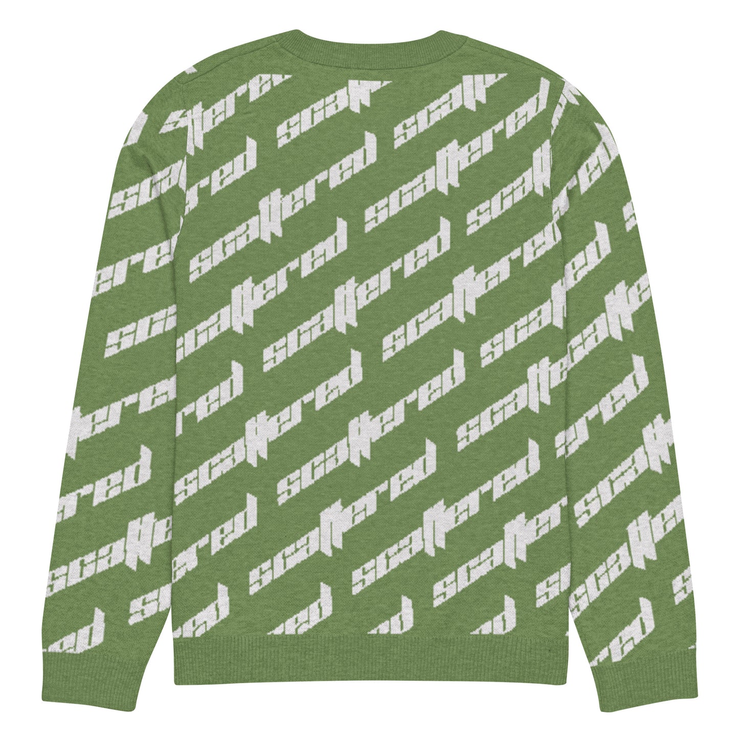 Grass Green Scattered Logo Knitted Crewneck Sweater
