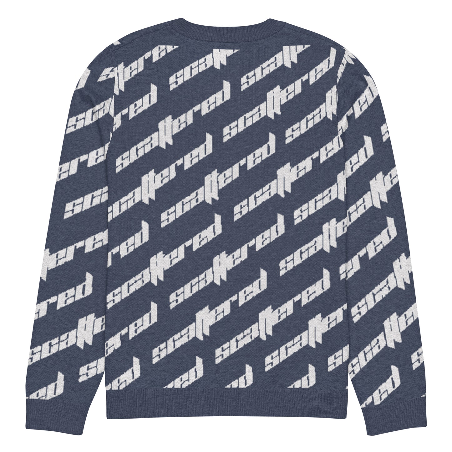 Navy Blue Scattered Logo Knitted Crewneck Sweater