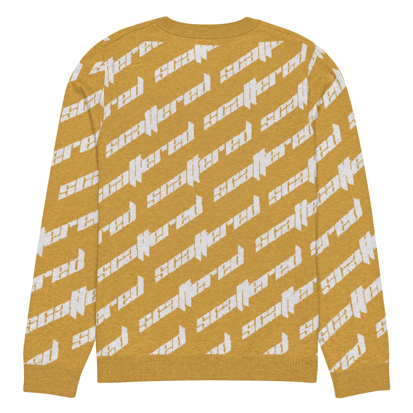 Mustard Yellow Scattered Logo Knitted Crewneck Sweater