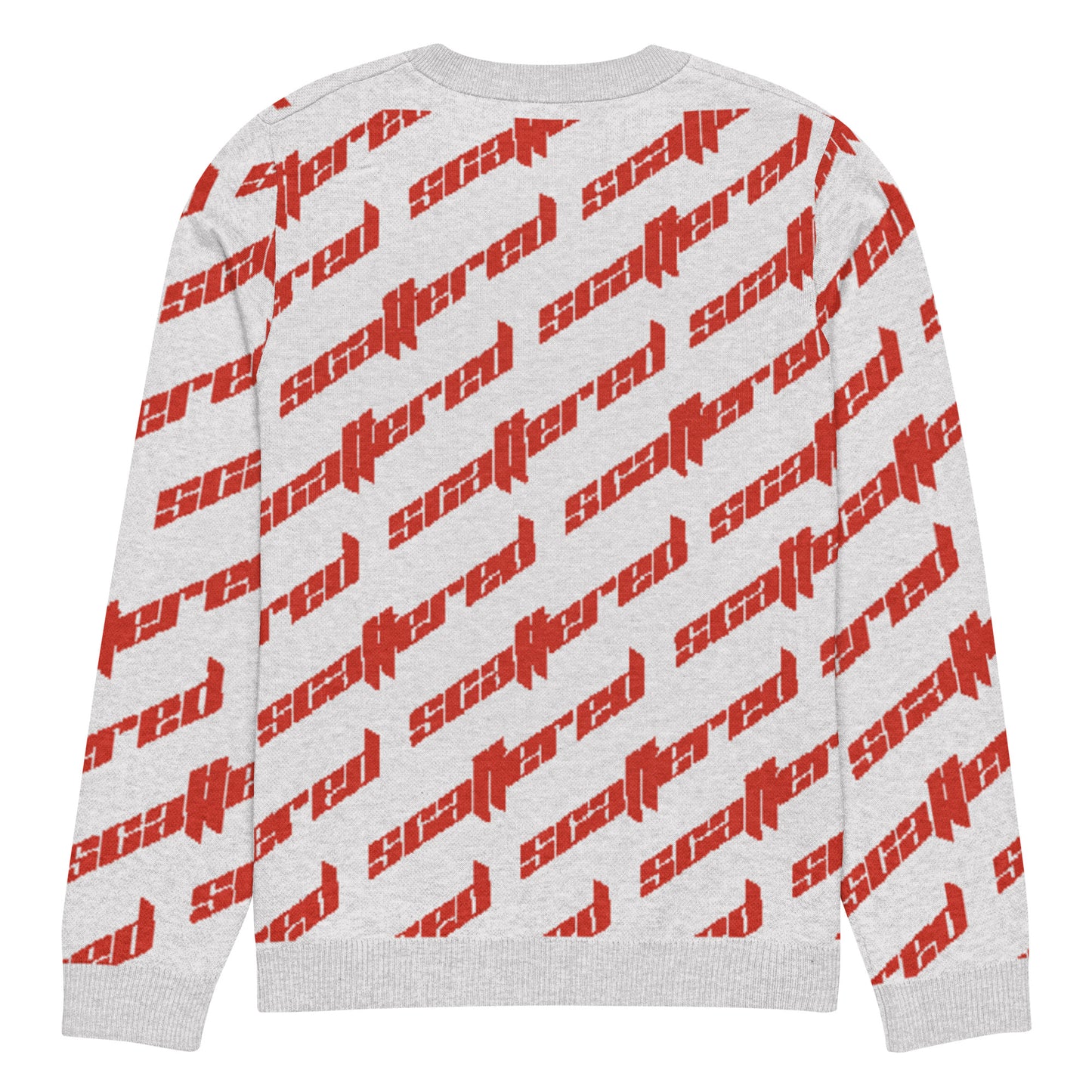 White/Red Scattered Logo Knitted Crewneck Sweater