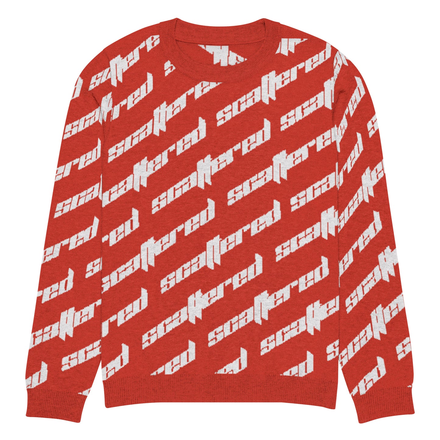 Red Scattered Logo Knitted Crewneck Sweater