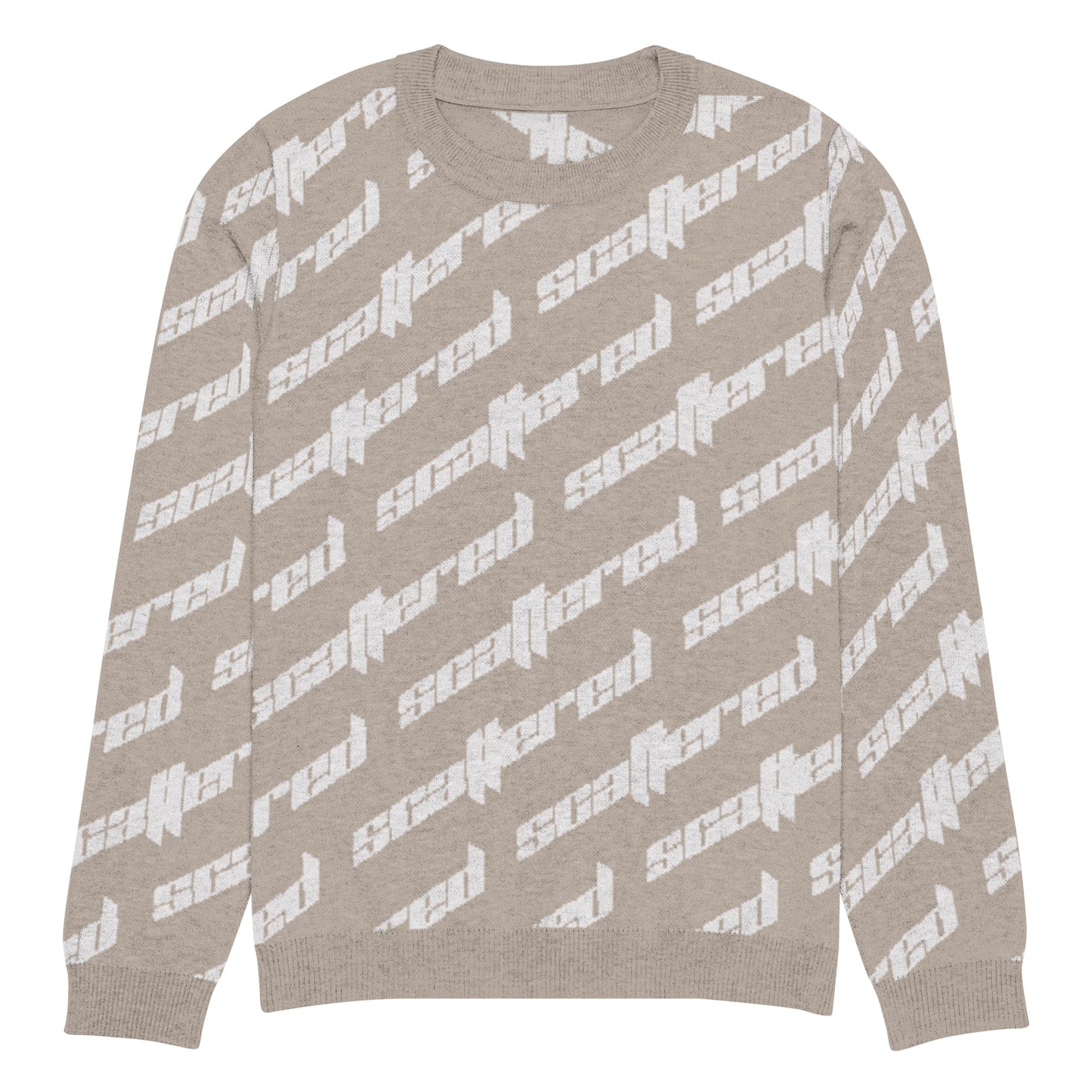 Light Brown Scattered Logo Knitted Crewneck Sweater