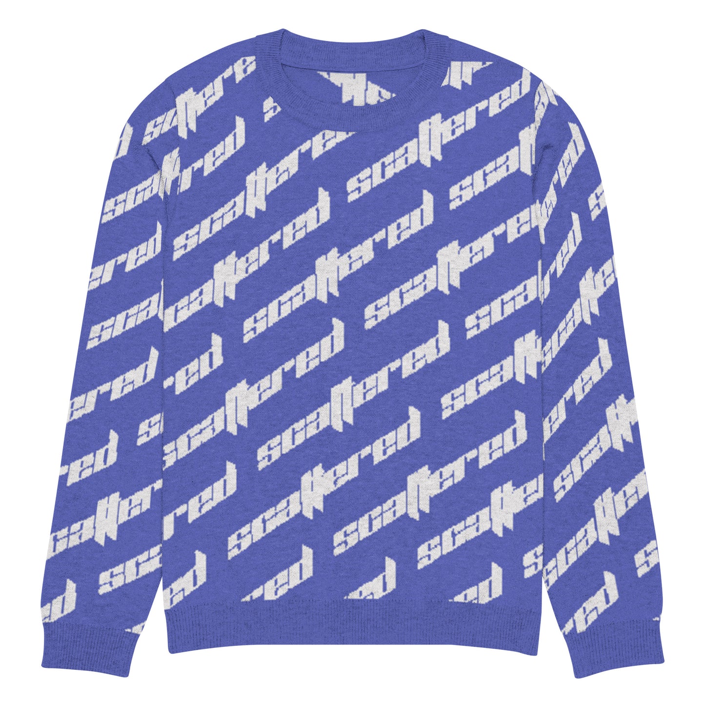 Royal Blue Scattered Logo Knitted Crewneck Sweater