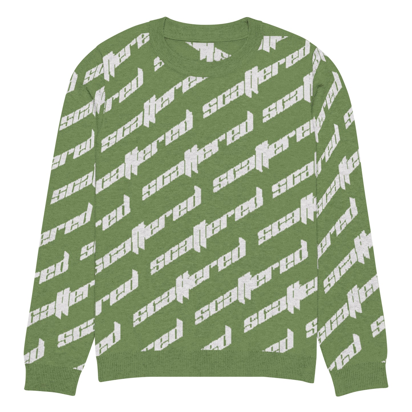 Grass Green Scattered Logo Knitted Crewneck Sweater