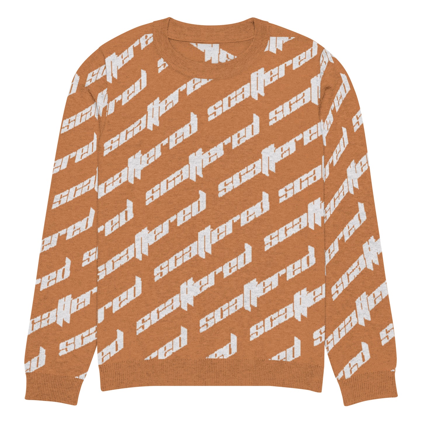 Orange Scattered Logo Knitted Crewneck Sweater