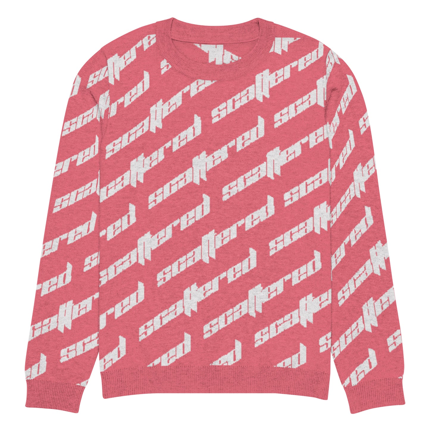 Hot Pink Scattered Logo Knitted Crewneck Sweater