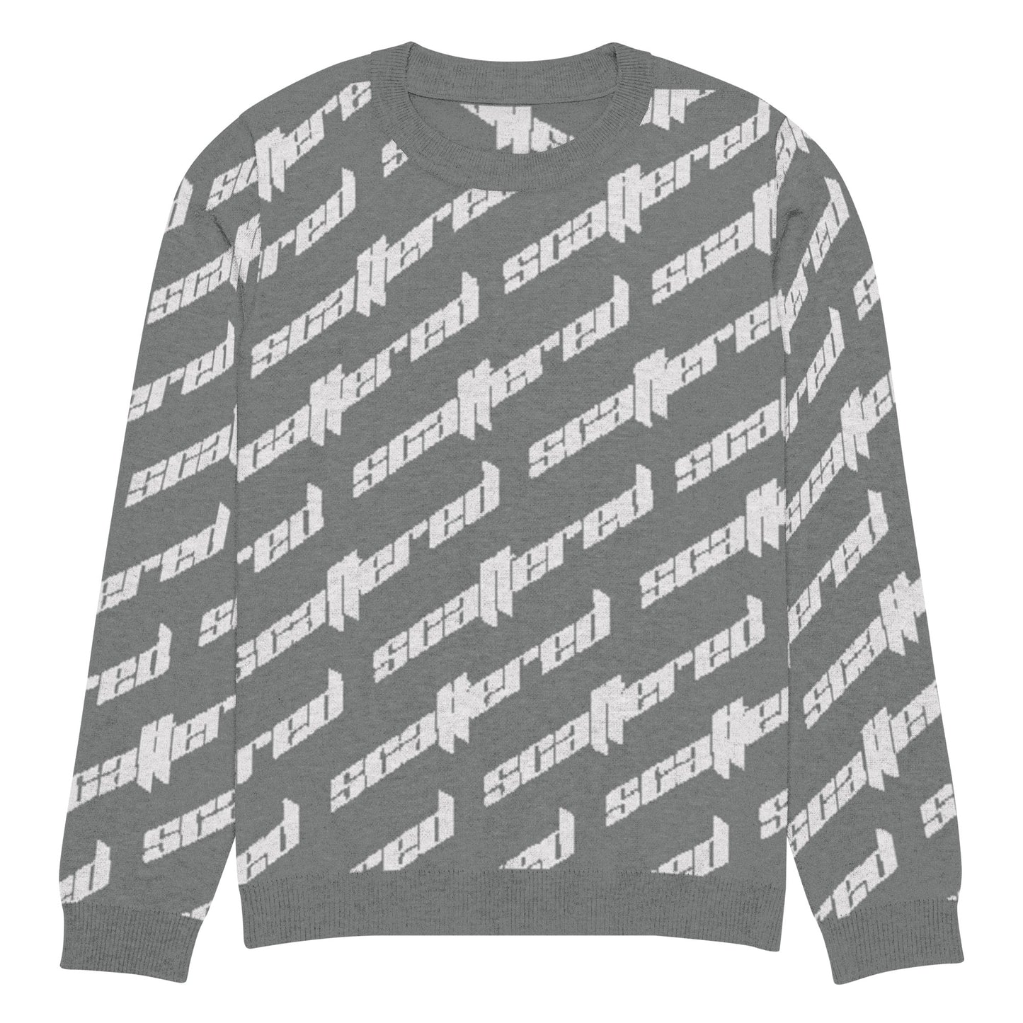 Dark Grey Scattered Logo Knitted Crewneck Sweater