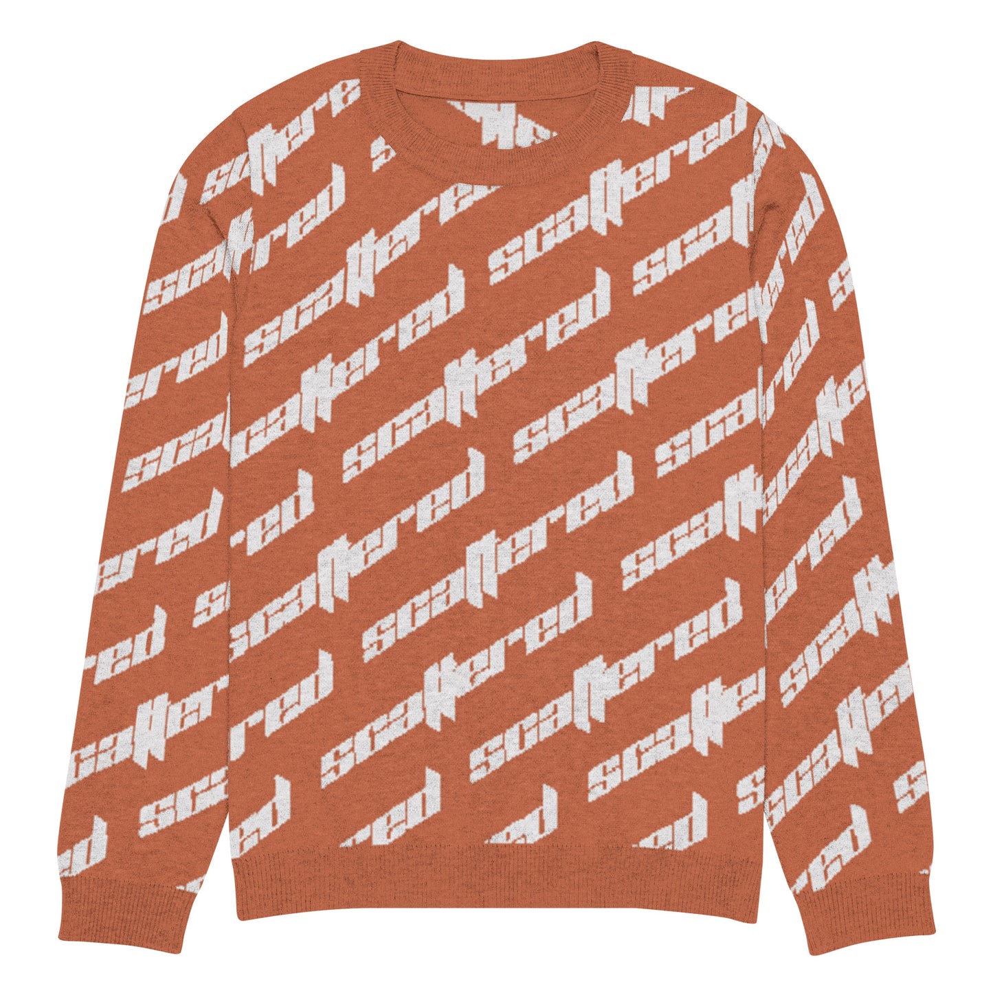 Orange Scattered Logo Knitted Crewneck Sweater