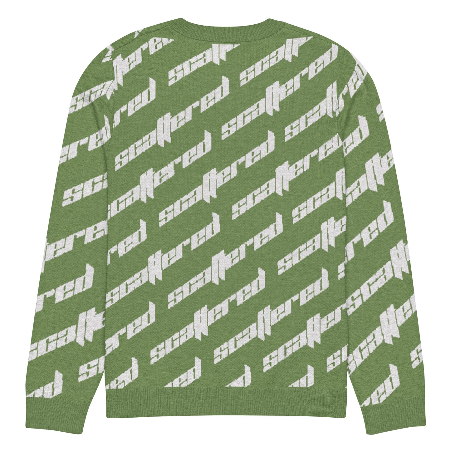 Grass Green Scattered Logo Knitted Crewneck Sweater
