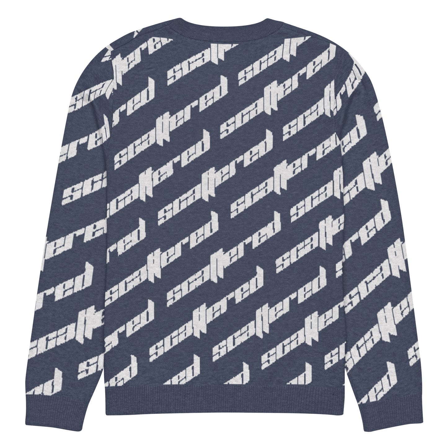 Navy Blue Scattered Logo Knitted Crewneck Sweater