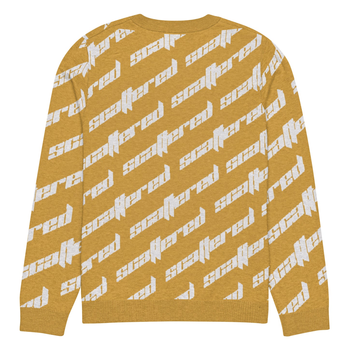 Mustard Yellow Scattered Logo Knitted Crewneck Sweater