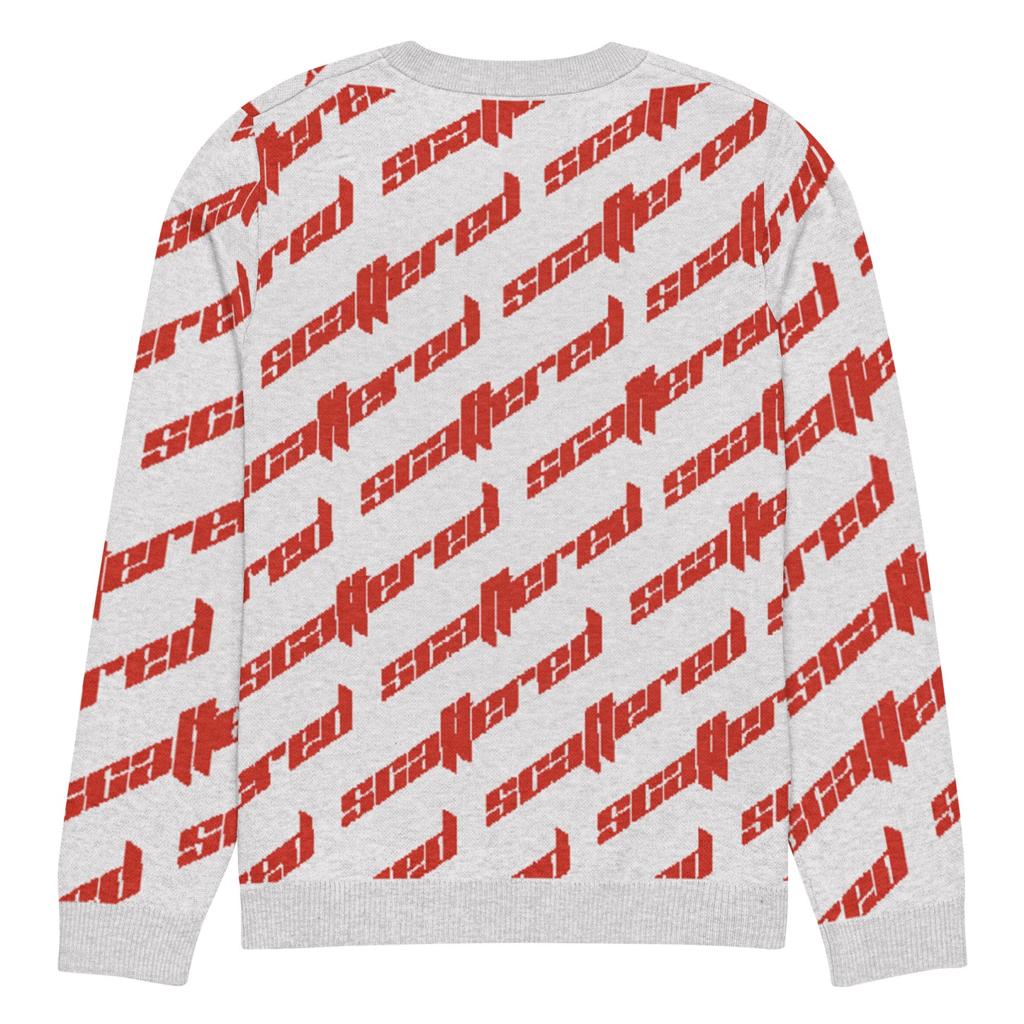 White/Red Scattered Logo Knitted Crewneck Sweater