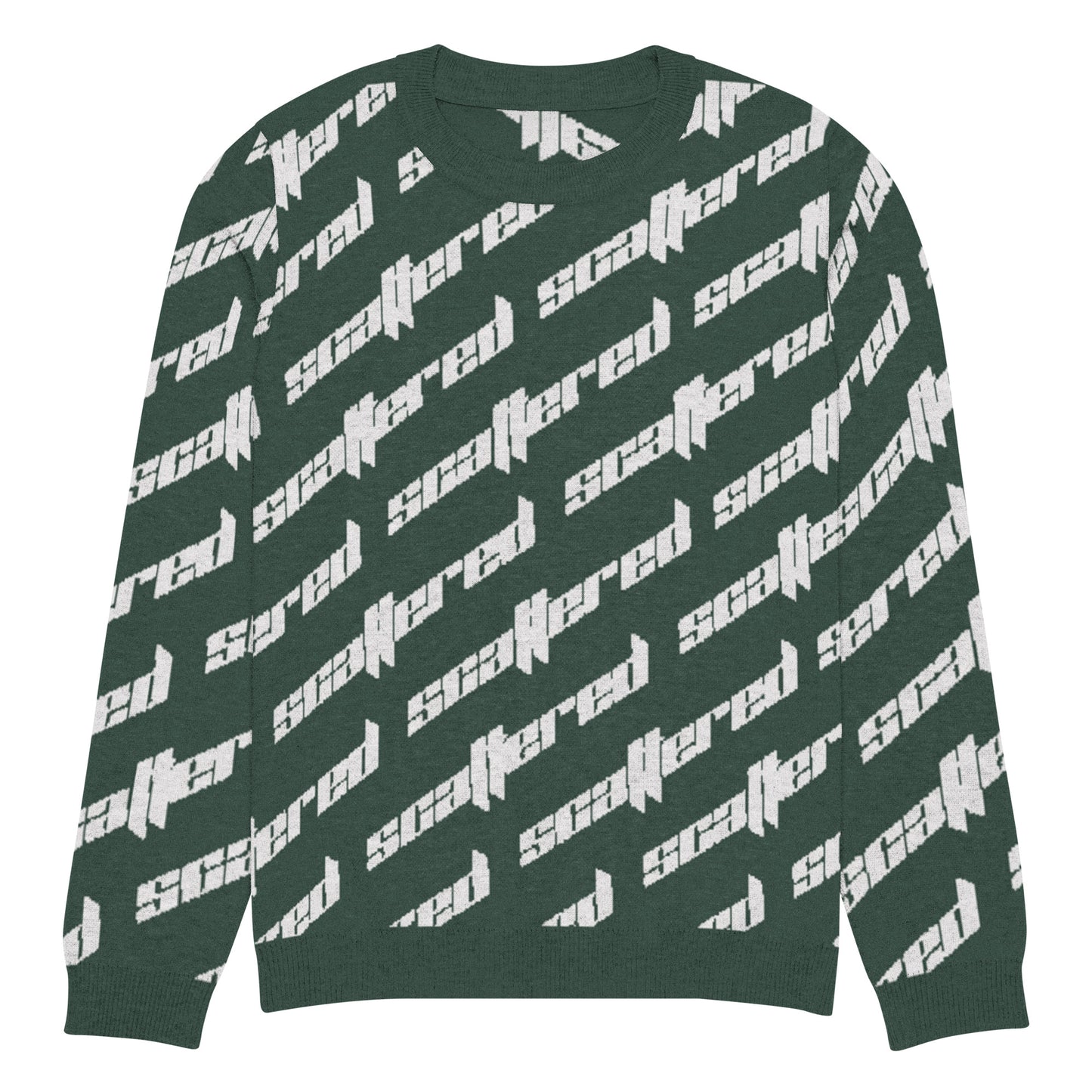 Pine Green Scattered Logo Knitted Crewneck Sweater