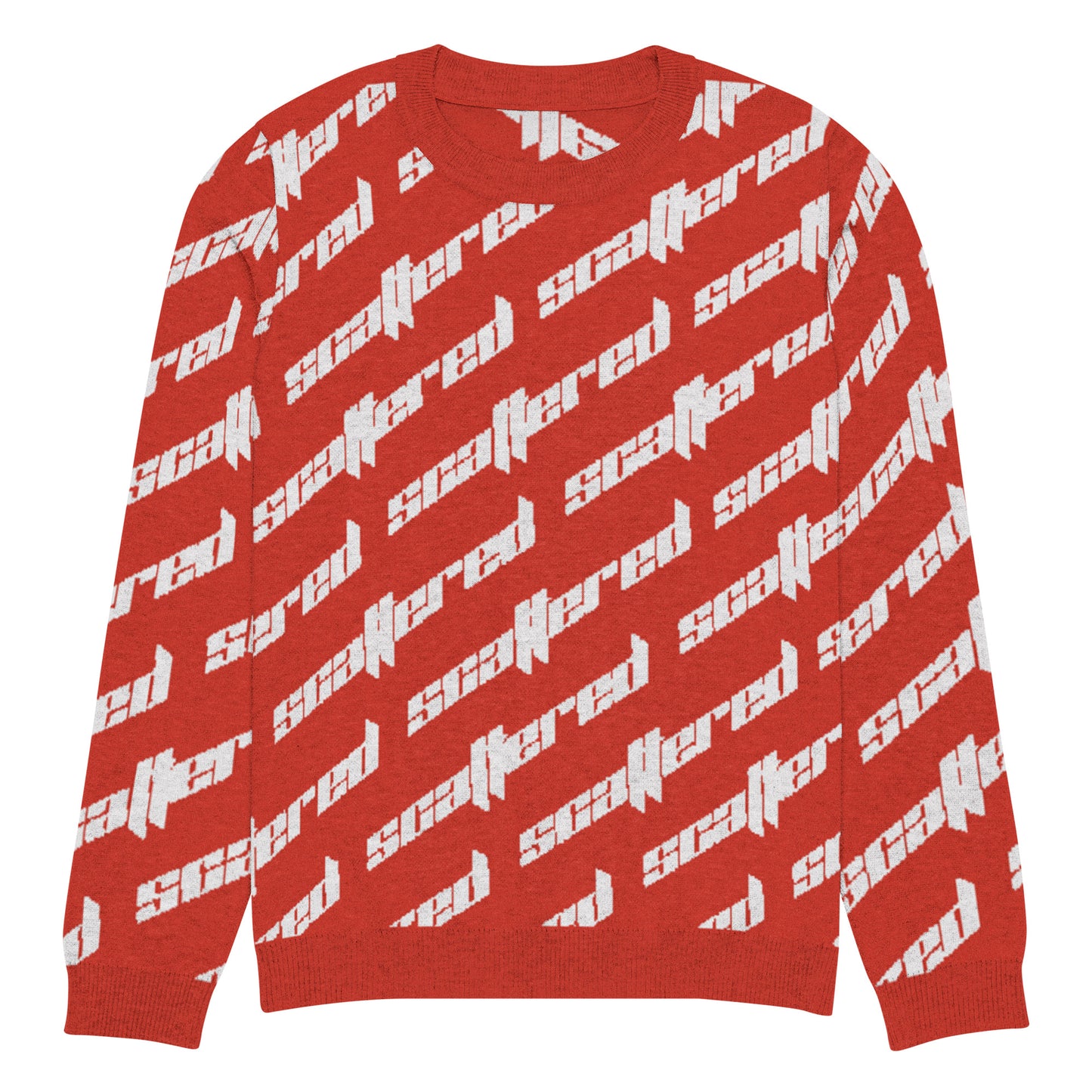 Red Scattered Logo Knitted Crewneck Sweater