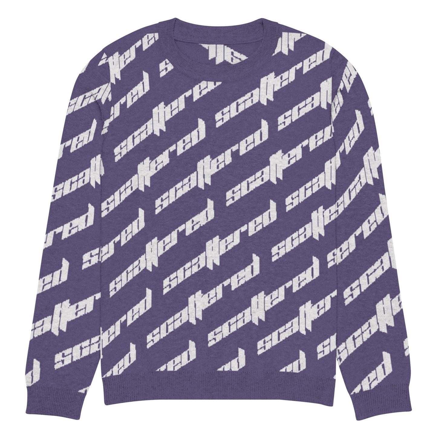 Purple Scattered Logo Knitted Crewneck Sweater