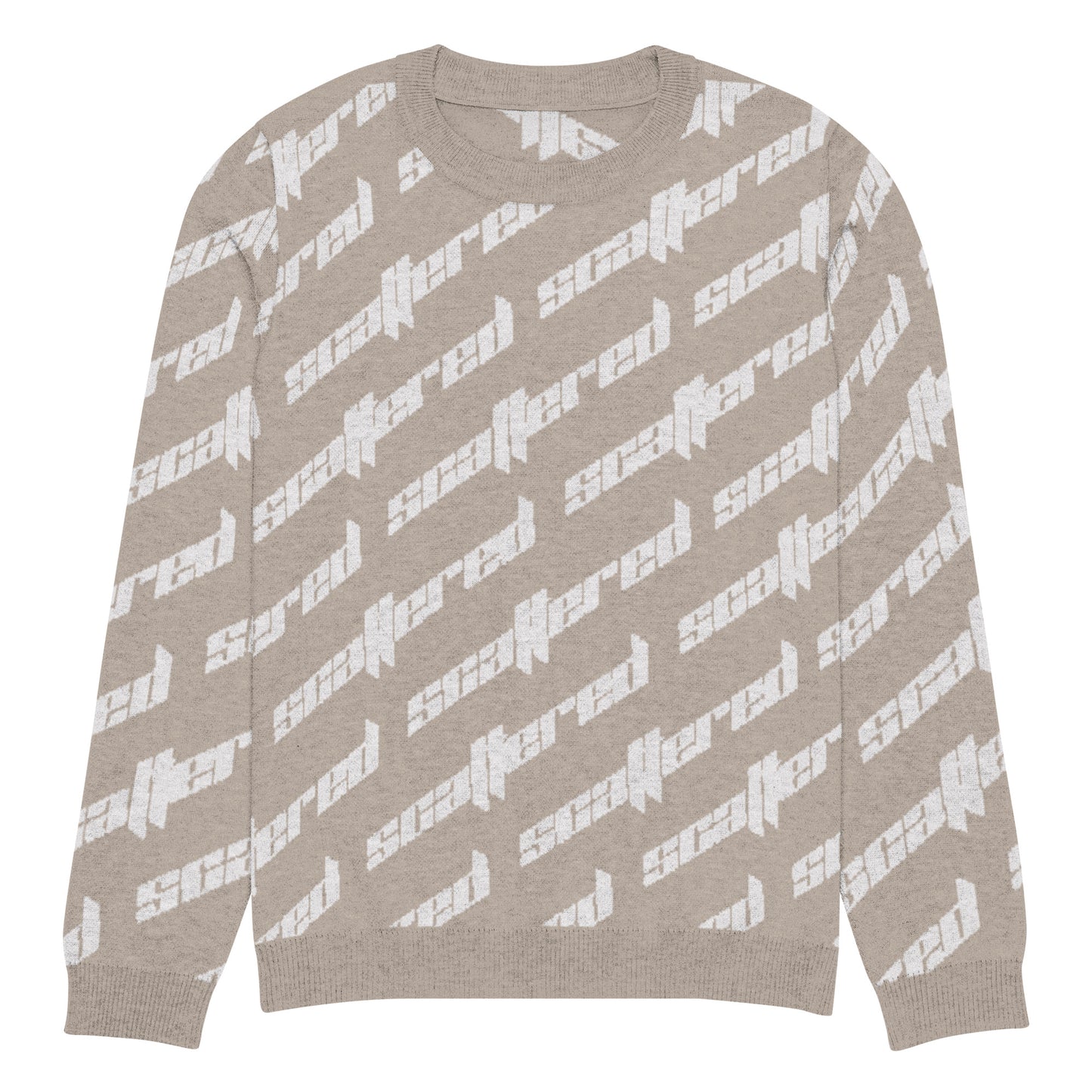 Light Brown Scattered Logo Knitted Crewneck Sweater