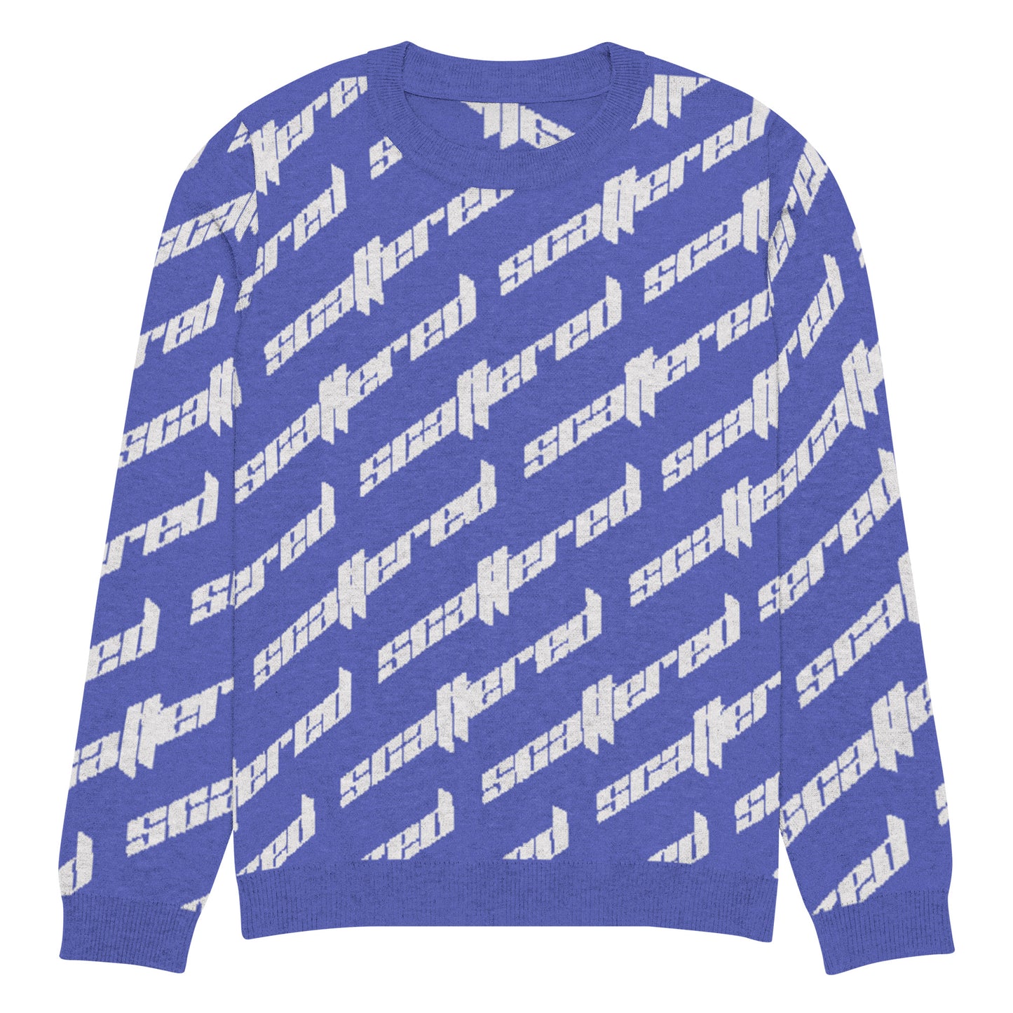 Royal Blue Scattered Logo Knitted Crewneck Sweater