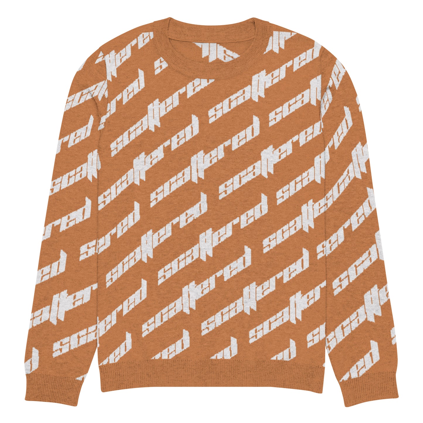 Orange Scattered Logo Knitted Crewneck Sweater