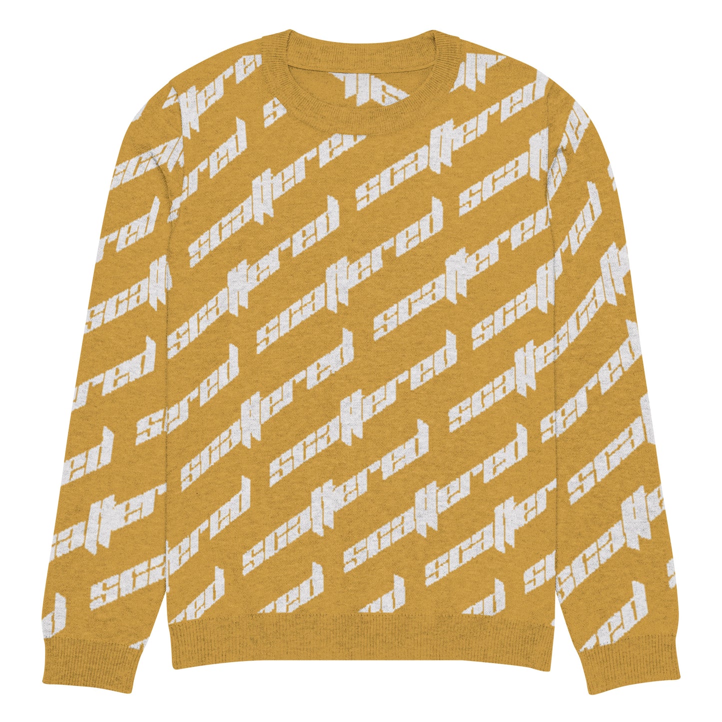 Mustard Yellow Scattered Logo Knitted Crewneck Sweater