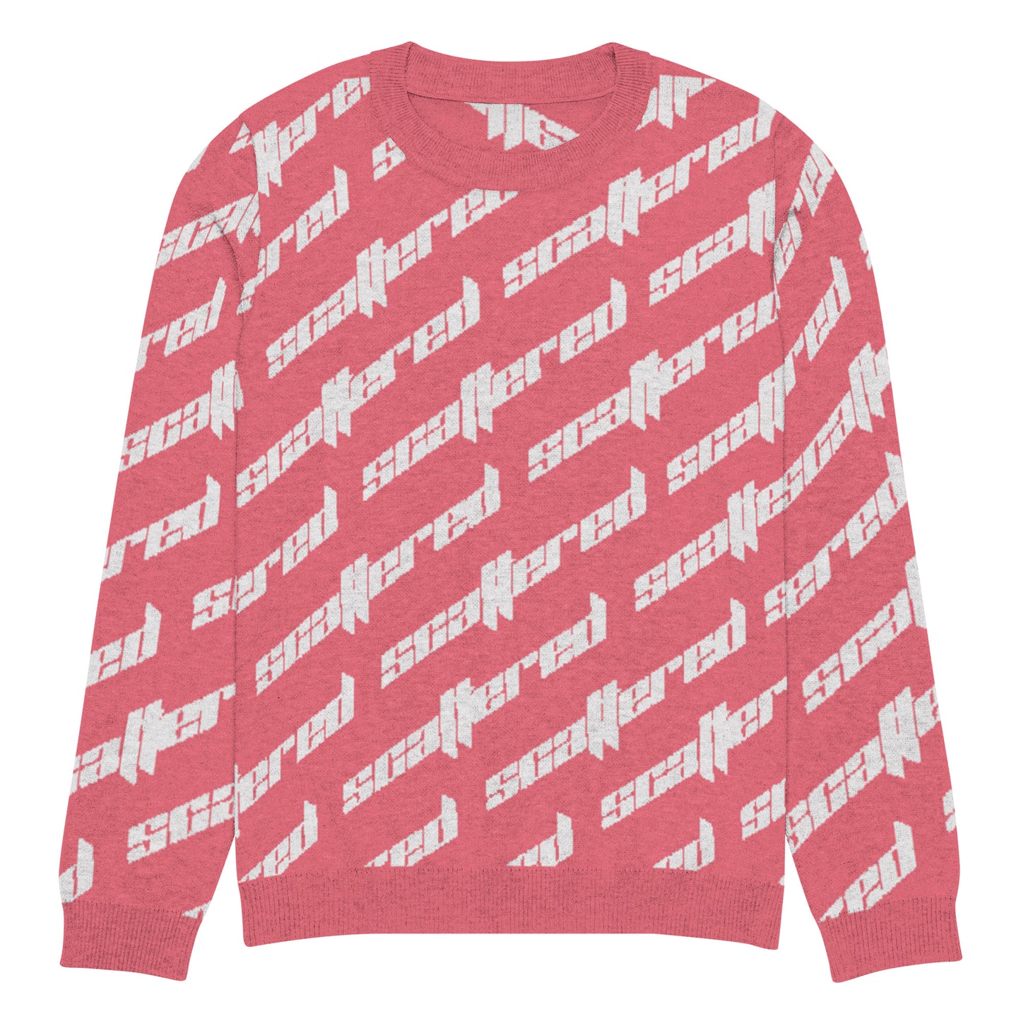 Hot Pink Scattered Logo Knitted Crewneck Sweater