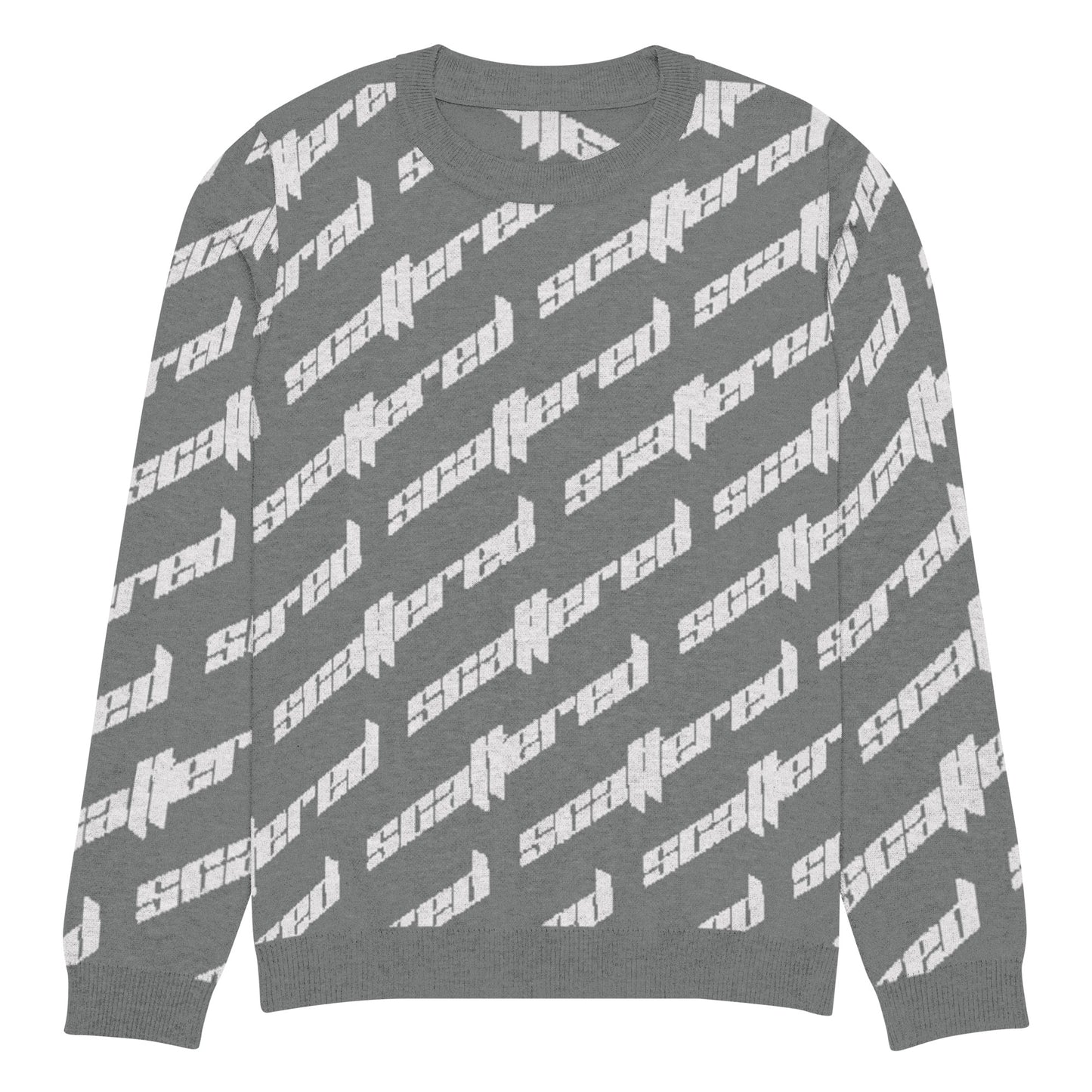 Dark Grey Scattered Logo Knitted Crewneck Sweater
