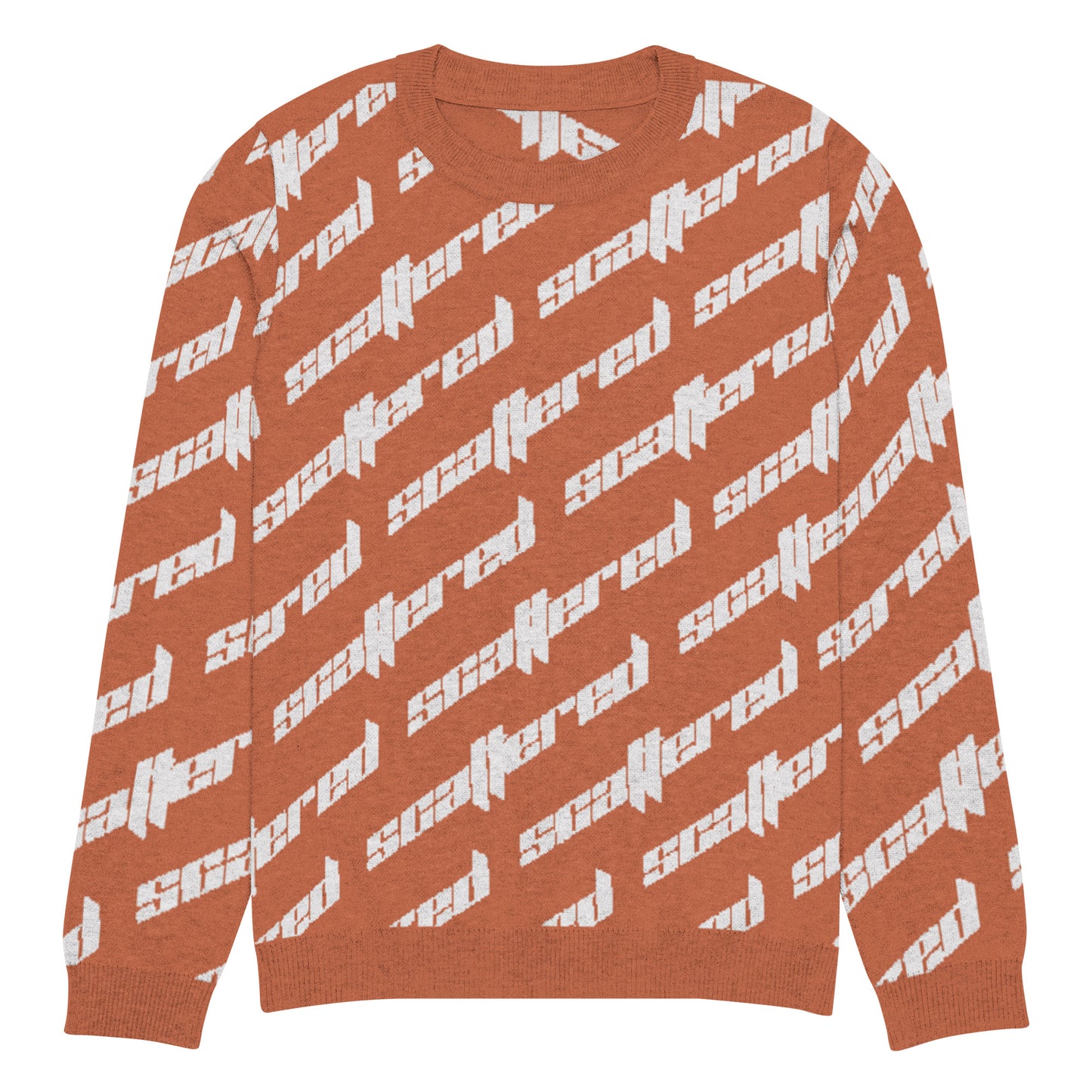 Orange Scattered Logo Knitted Crewneck Sweater