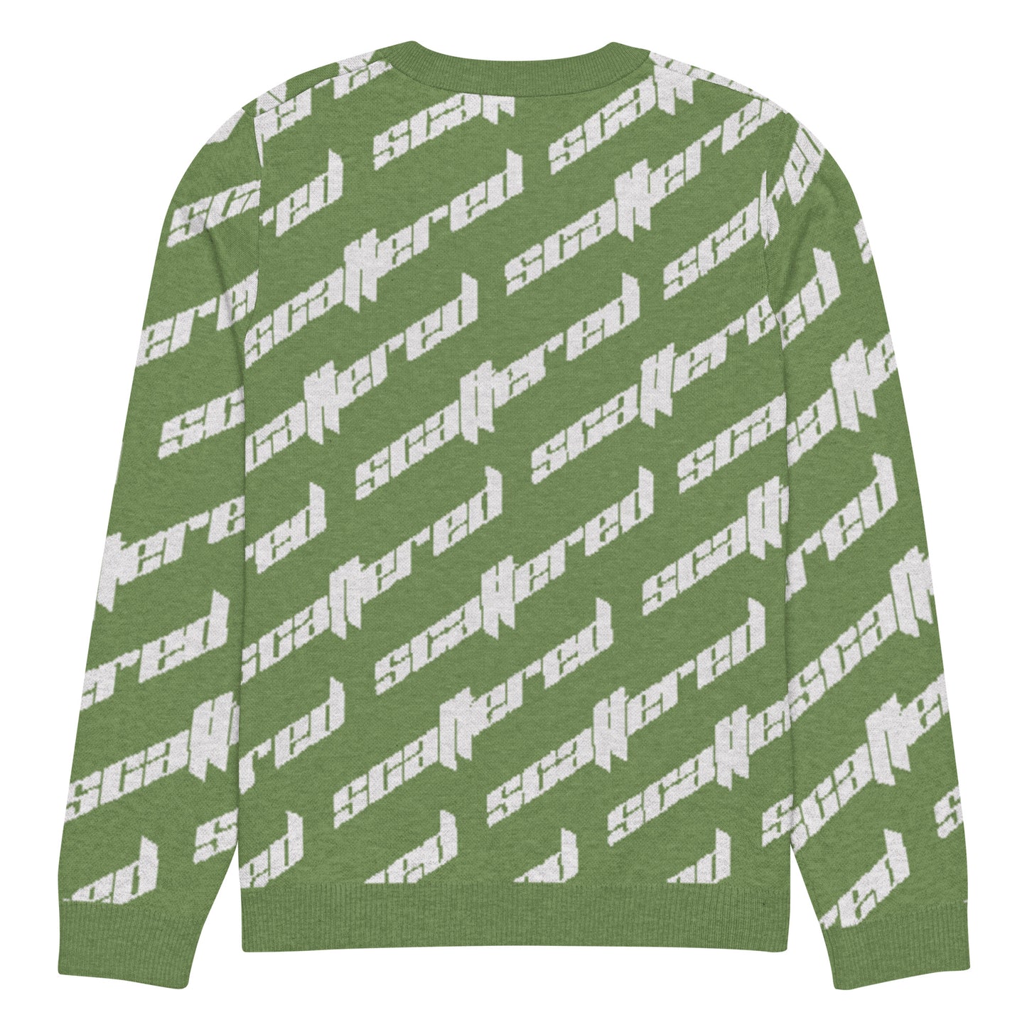 Grass Green Scattered Logo Knitted Crewneck Sweater