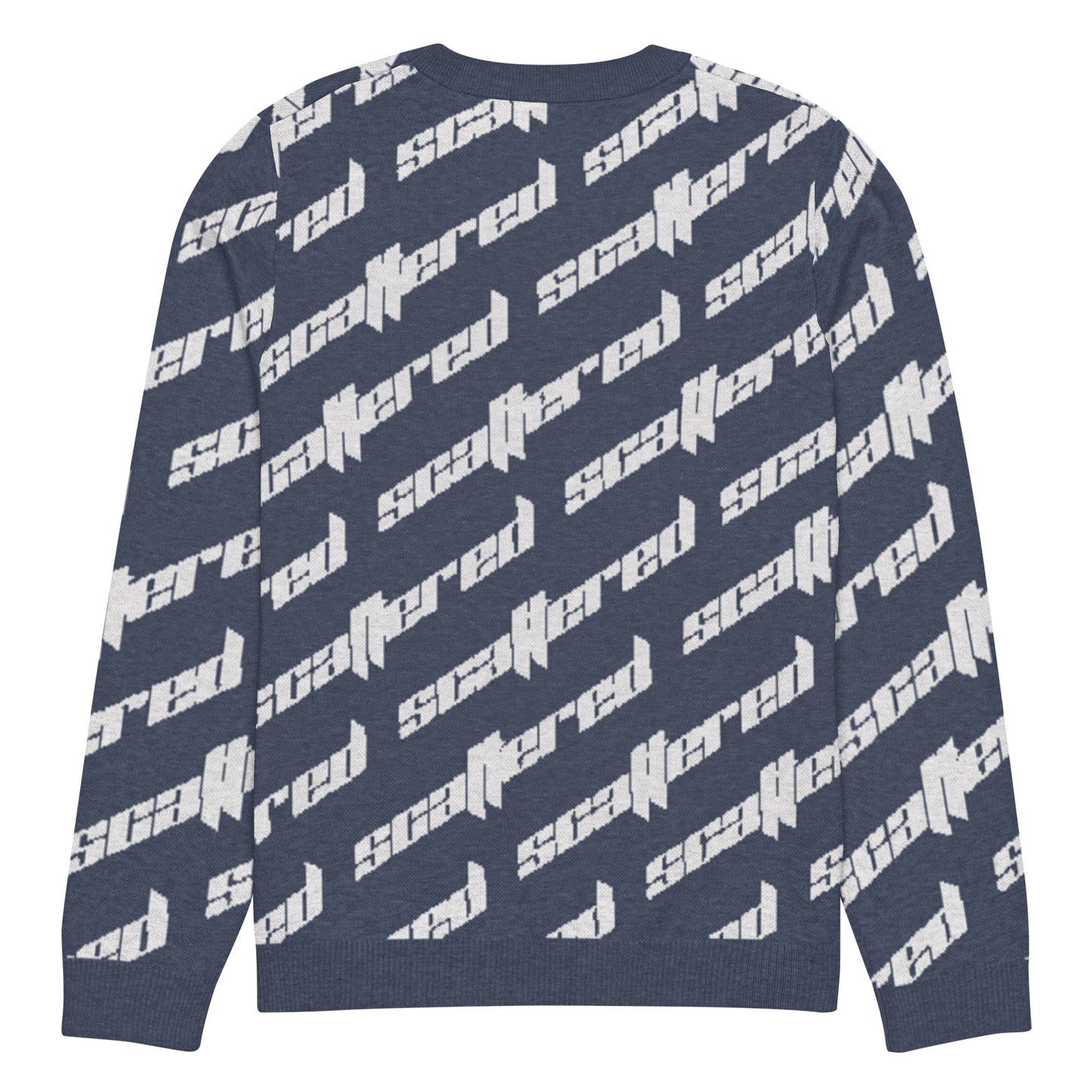 Navy Blue Scattered Logo Knitted Crewneck Sweater