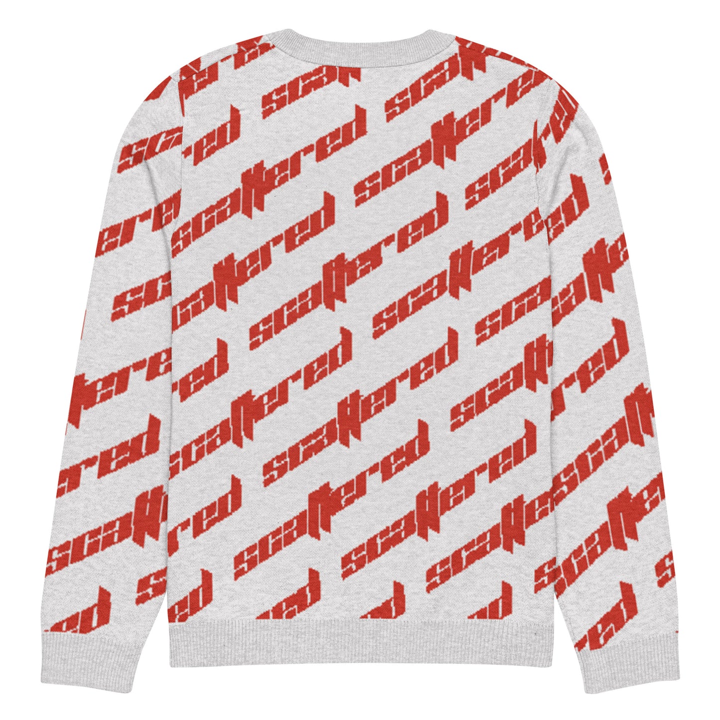 White/Red Scattered Logo Knitted Crewneck Sweater