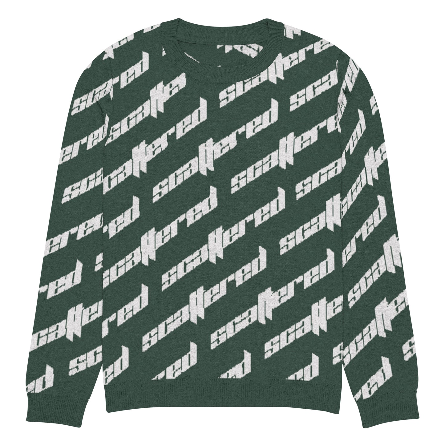 Pine Green Scattered Logo Knitted Crewneck Sweater