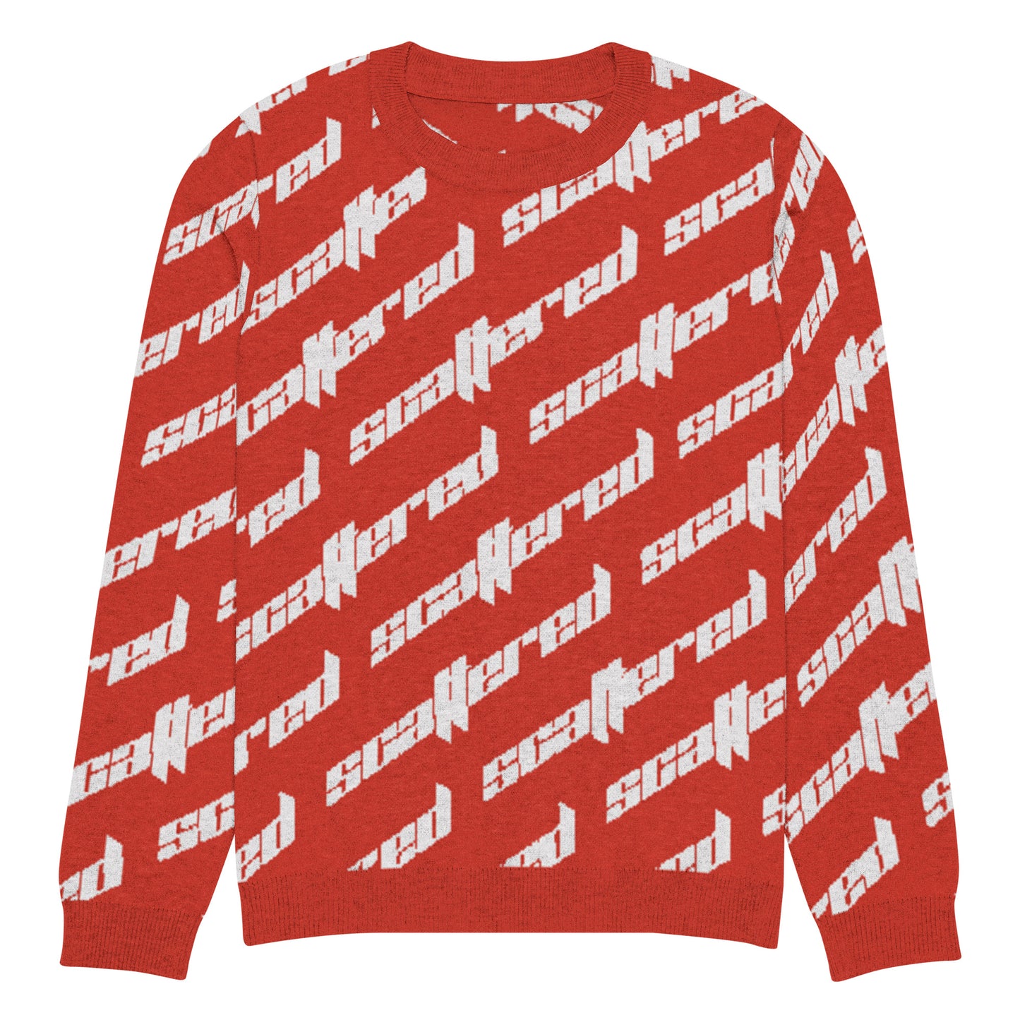 Red Scattered Logo Knitted Crewneck Sweater
